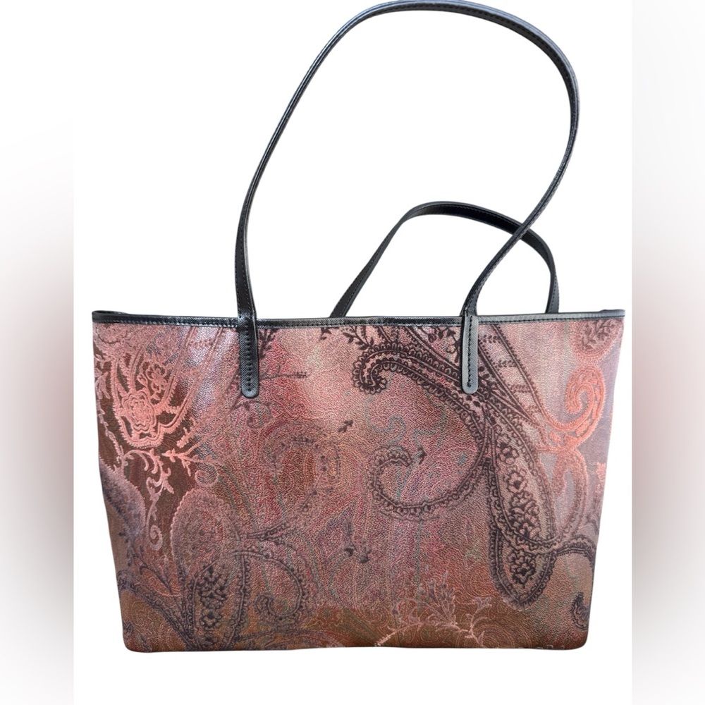 Etro Paisley Print Canvas Tote Bag—Black, Burgundy